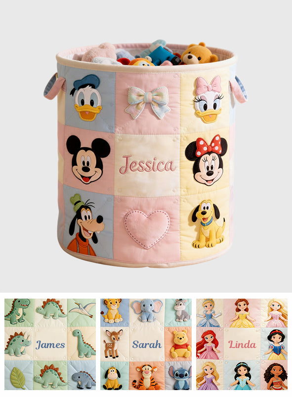 Personalized Kids Storage Basket Custom Name 3D Design Laundry Organizer Laundry Basket GradoCreations
