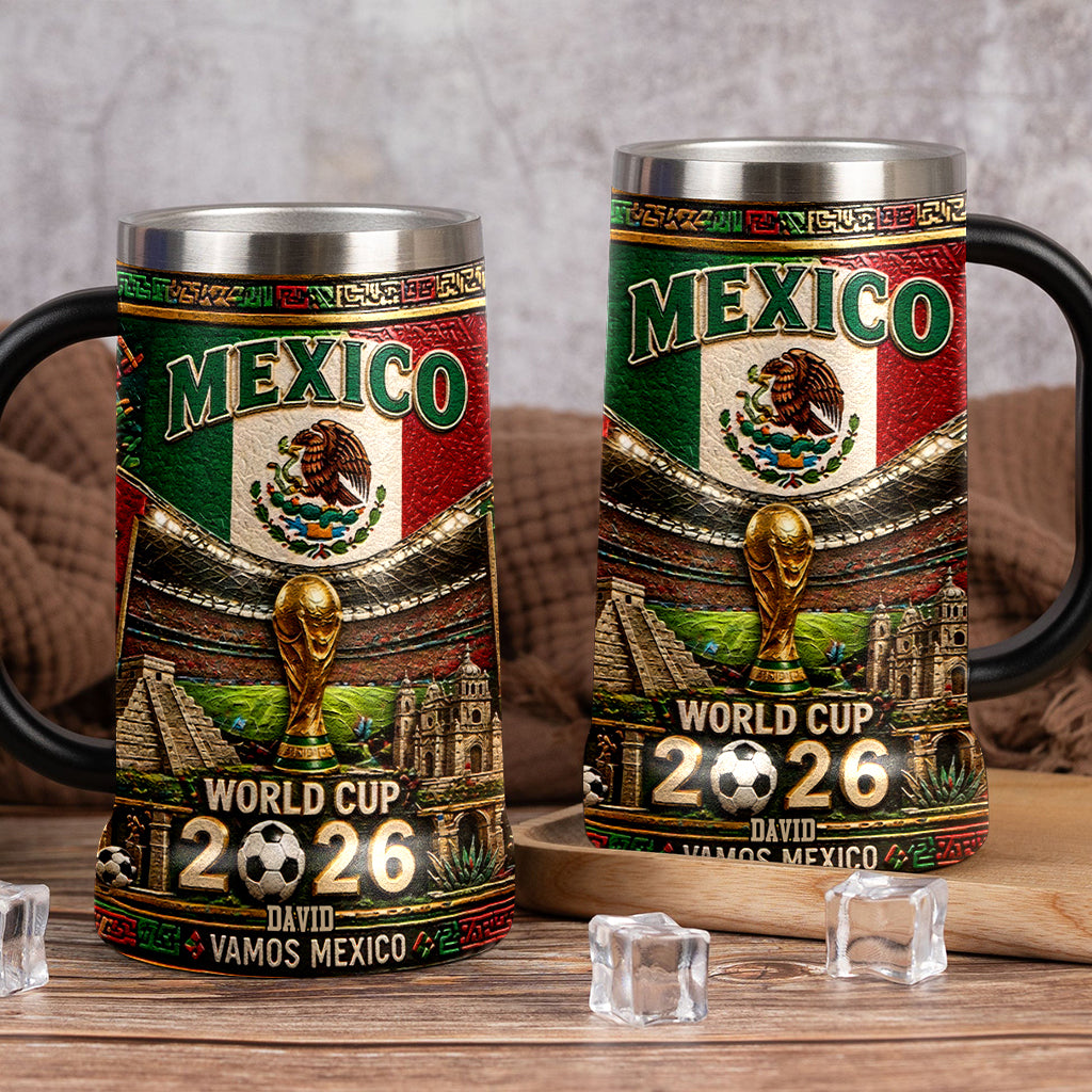 Personalized Beer Stein Mexico World Cup 2026 Gift for Men, Soccer Fans