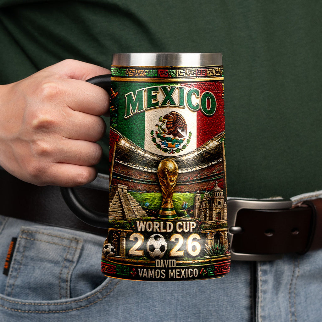 Personalized Beer Stein Mexico World Cup 2026 Gift for Men, Soccer Fans