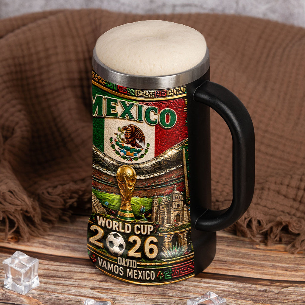 Personalized Beer Stein Mexico World Cup 2026 Gift for Men, Soccer Fans