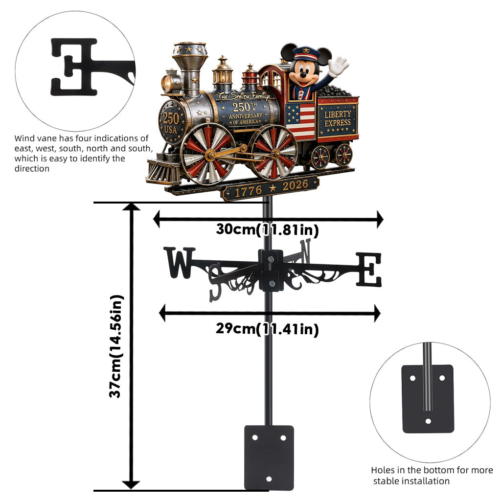 Personalized Liberty Express Train Weather Vane for Family Outdoor Decor Weather Vane GradoCreations