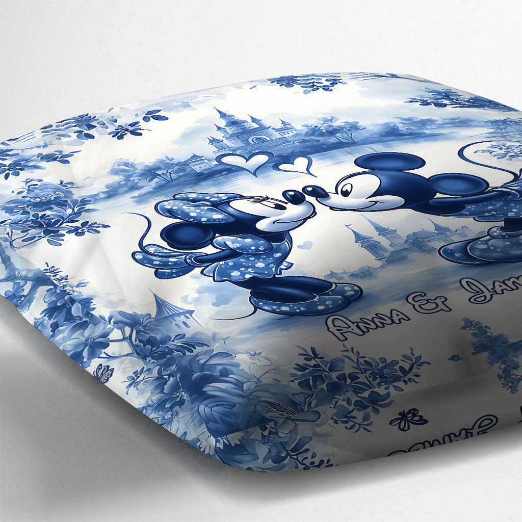 Personalized Blue & White Mouse Couple Throw Pillow Gift for Couples Throw Pillow GradoCreations