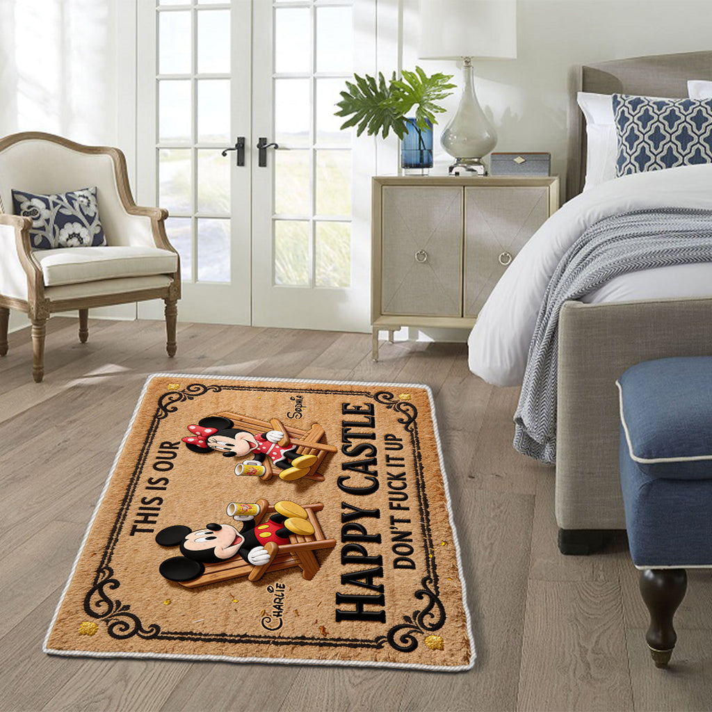 Personalized Non-Slip Tufted Rug with Mickey and Minnie for Home Non-Slip Tufted Rug GradoCreations