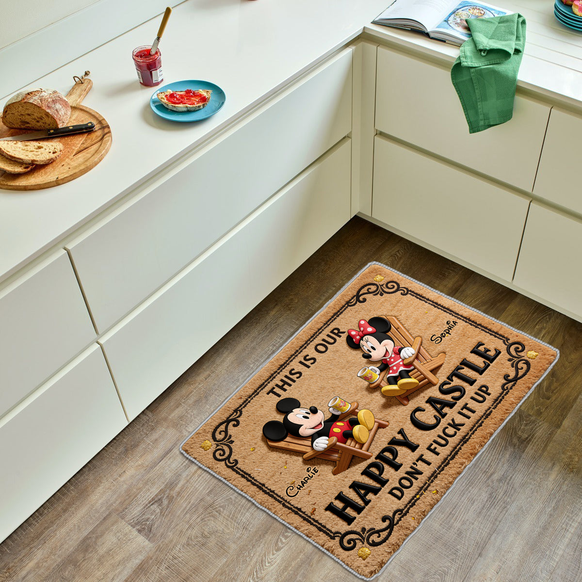 Personalized Non-Slip Tufted Rug with Mickey and Minnie for Home Non-Slip Tufted Rug GradoCreations