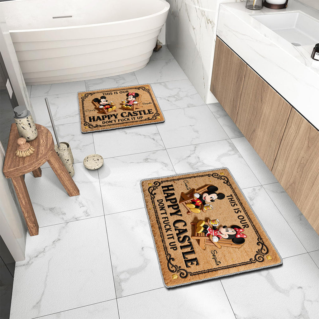 Personalized Non-Slip Tufted Rug with Mickey and Minnie for Home Non-Slip Tufted Rug GradoCreations