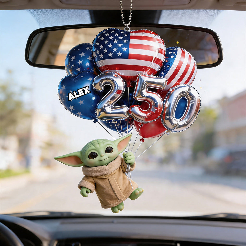 Personalized Car Ornament with Balloons Custom Name Gift Car Ornament GradoCreations