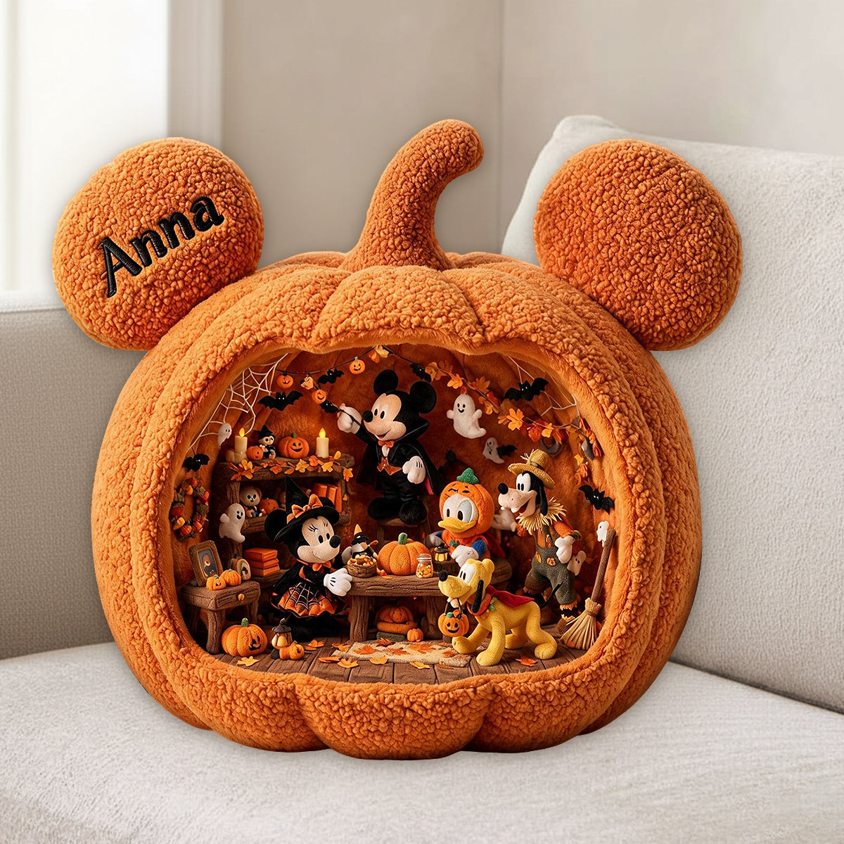 Personalized Halloween Pumpkin Faux Fur Pillow Custom Gift Premium Faux Fur Pillow GradoCreations