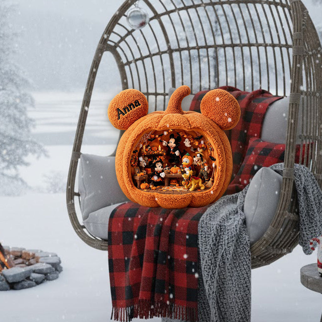 Personalized Halloween Pumpkin Faux Fur Pillow Custom Gift Premium Faux Fur Pillow GradoCreations