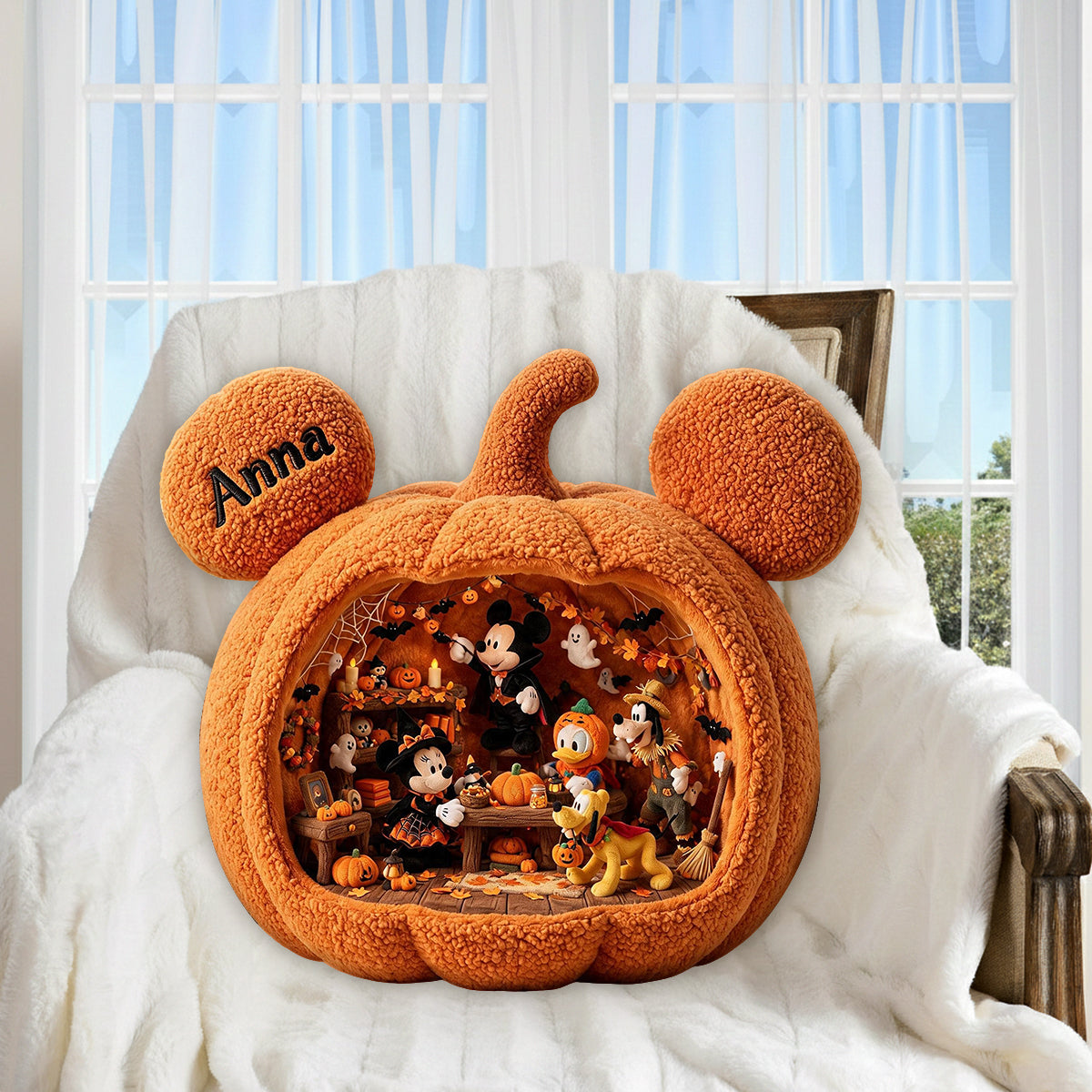 Personalized Halloween Pumpkin Faux Fur Pillow Custom Gift Premium Faux Fur Pillow GradoCreations