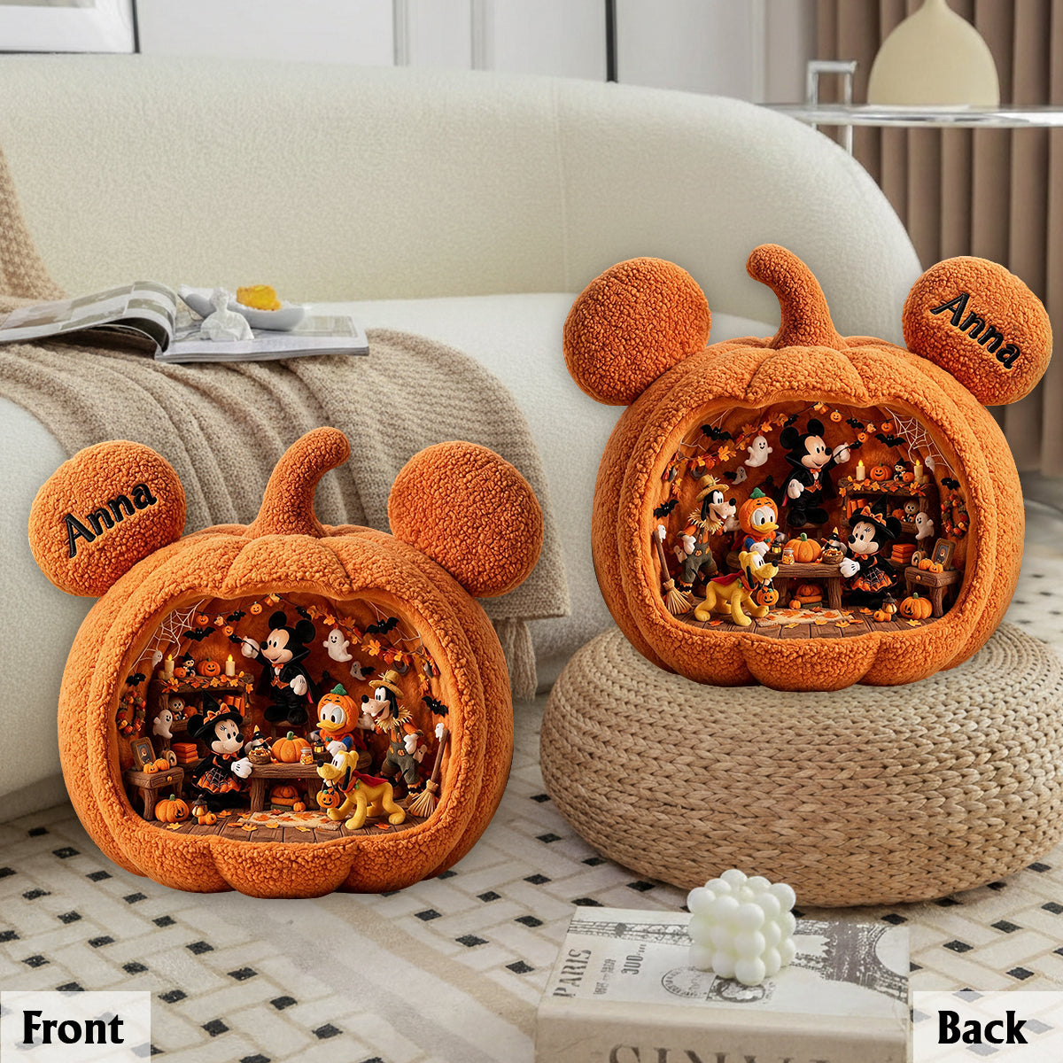 Personalized Halloween Pumpkin Faux Fur Pillow Custom Gift Premium Faux Fur Pillow GradoCreations