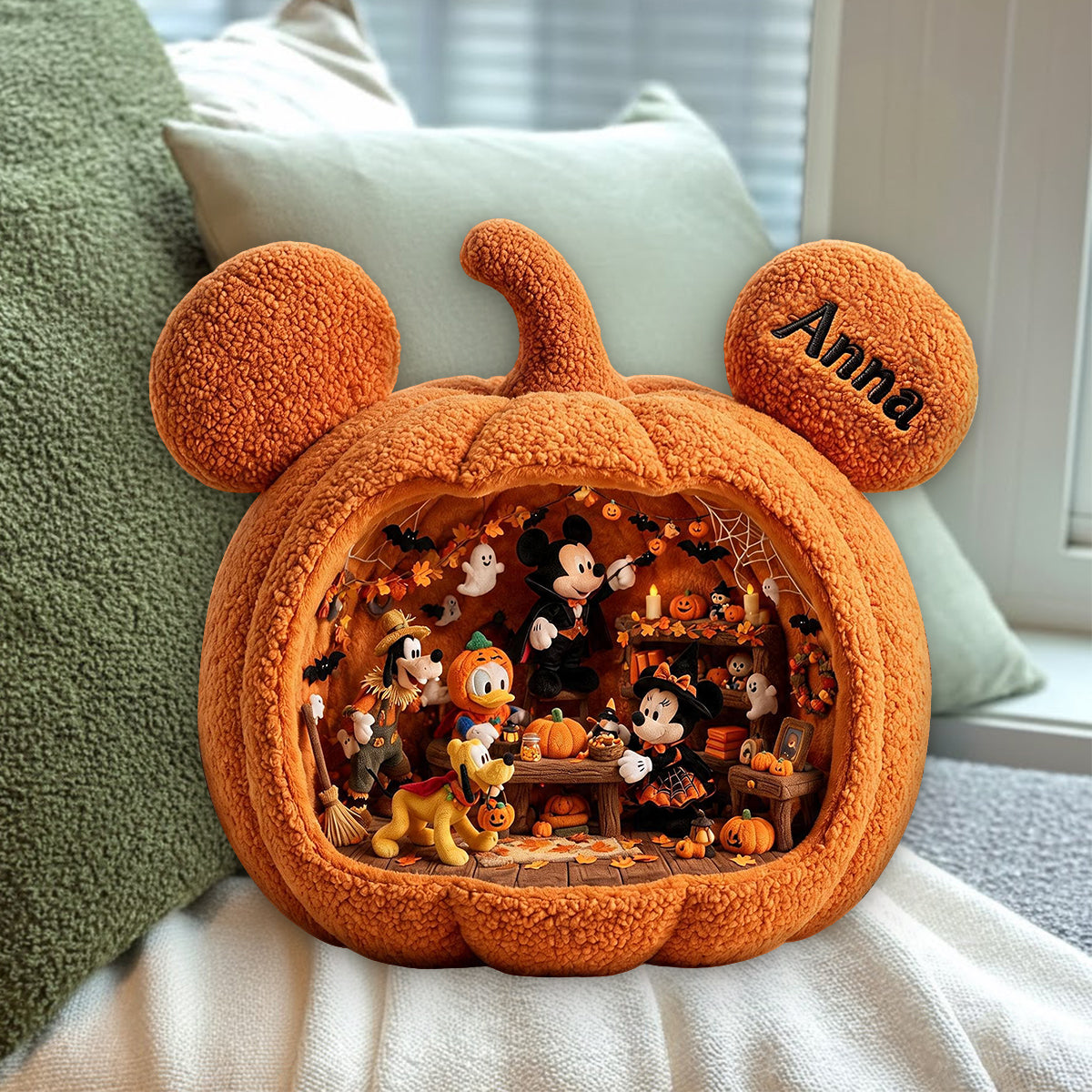Personalized Halloween Pumpkin Faux Fur Pillow Custom Gift Premium Faux Fur Pillow GradoCreations