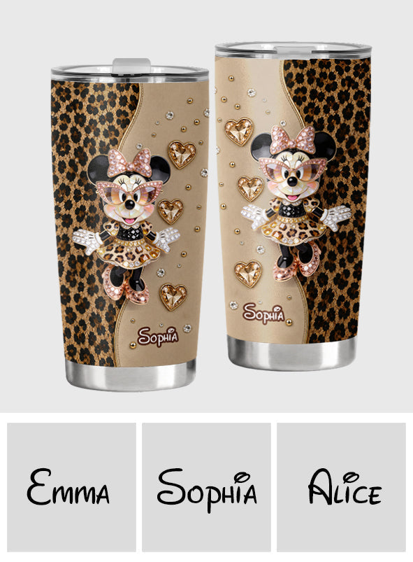 Personalized 20oz Leopard Print Tumbler with Mouse Design Gift for Kids Tumbler GradoCreations