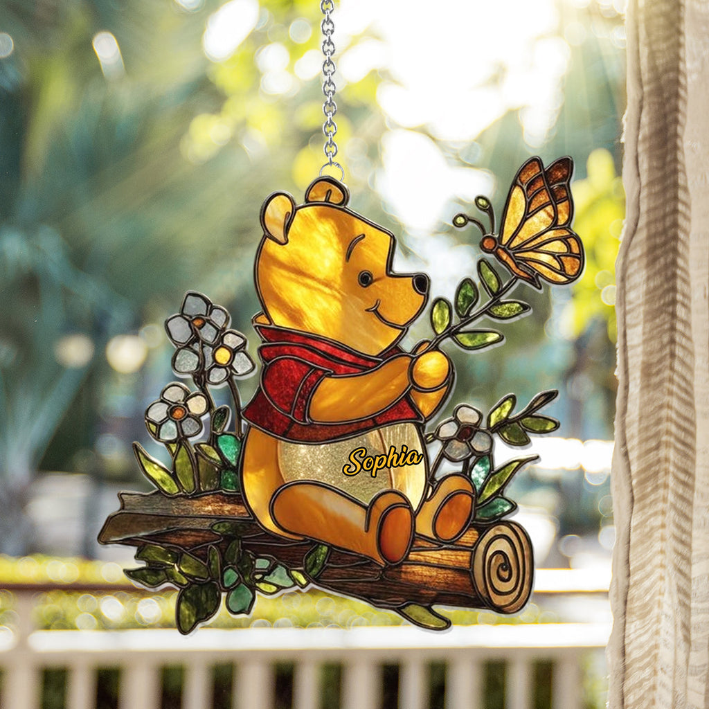 Personalized Yellow Bear Acrylic Suncatcher Ornament Gift Window Hanging Suncatcher Ornament GradoCreations