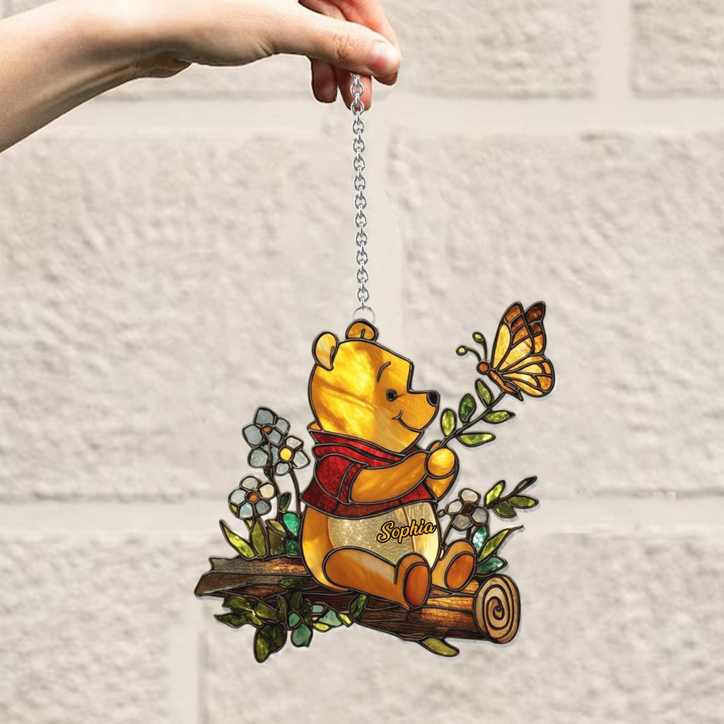 Personalized Yellow Bear Acrylic Suncatcher Ornament Gift Window Hanging Suncatcher Ornament GradoCreations