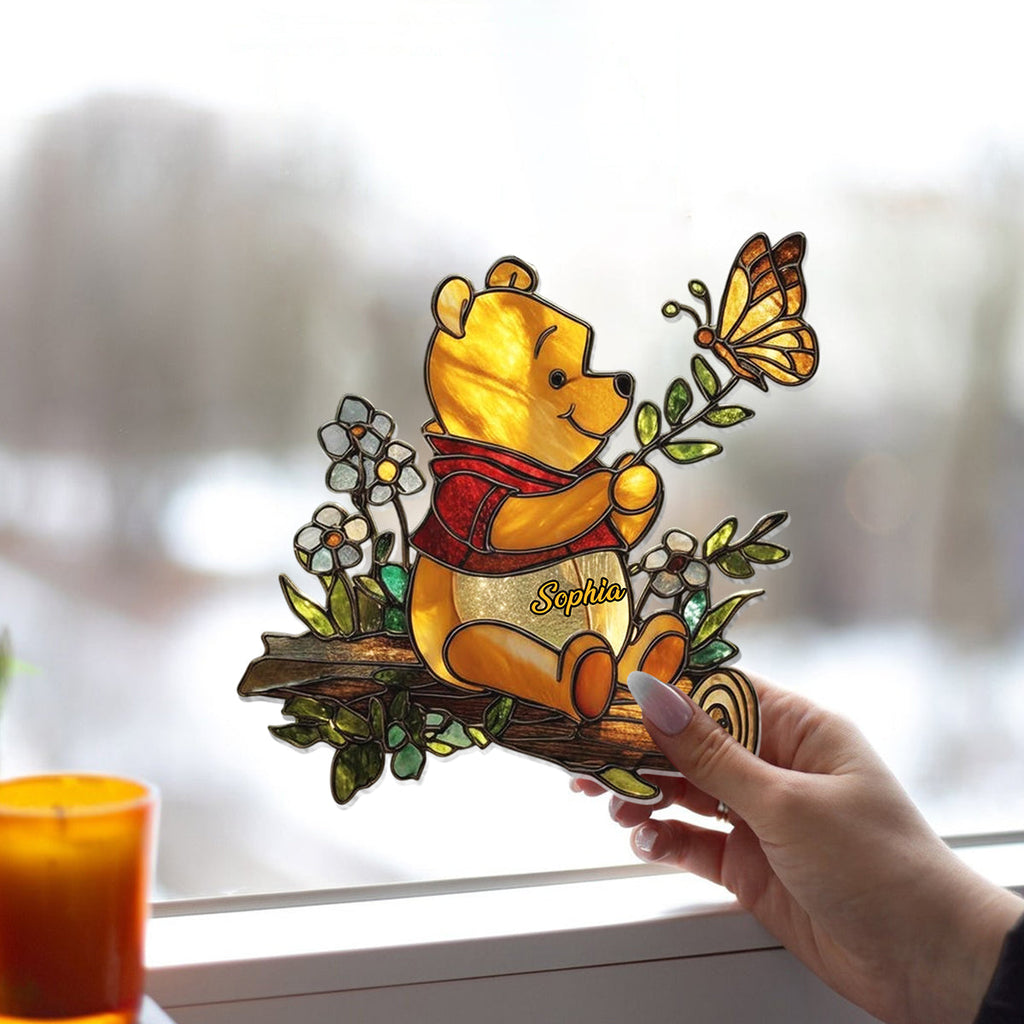 Personalized Yellow Bear Acrylic Suncatcher Ornament Gift Window Hanging Suncatcher Ornament GradoCreations
