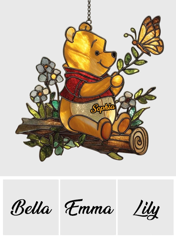 Personalized Yellow Bear Acrylic Suncatcher Ornament Gift Window Hanging Suncatcher Ornament GradoCreations
