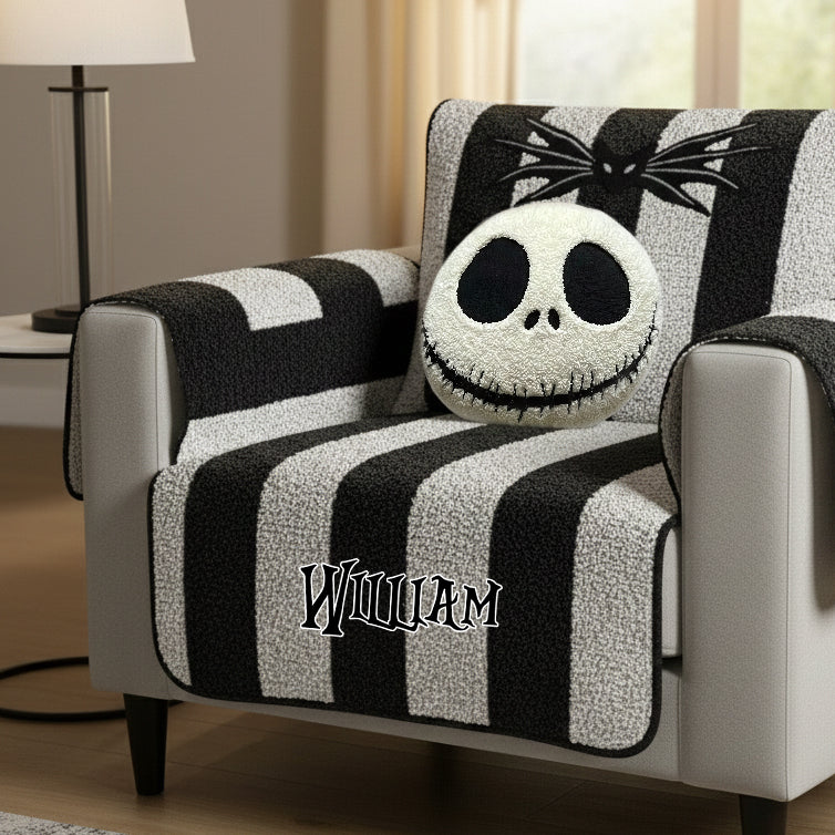 Personalized Nightmare Quilted Sofa Cover Custom Name Gift Quilted Sofa/Couch Cover GradoCreations
