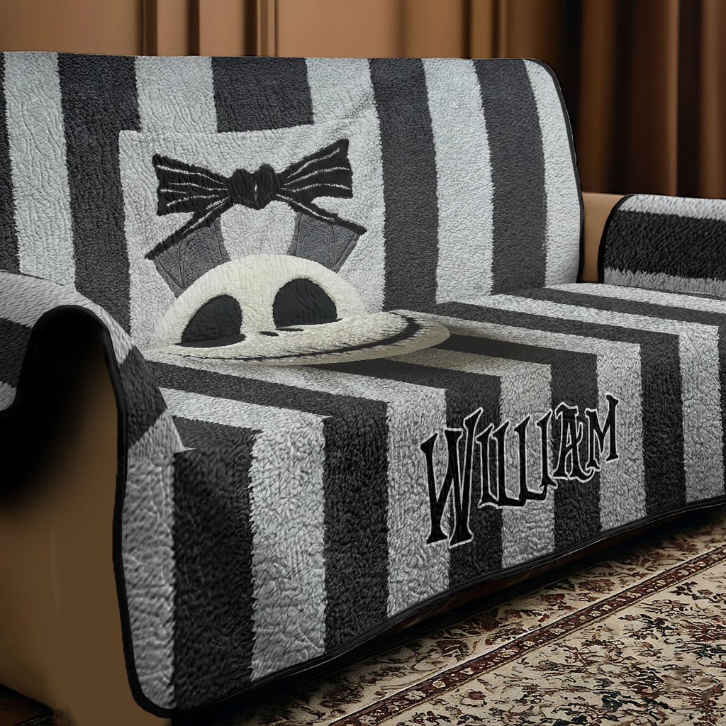 Personalized Nightmare Quilted Sofa Cover Custom Name Gift Quilted Sofa/Couch Cover GradoCreations