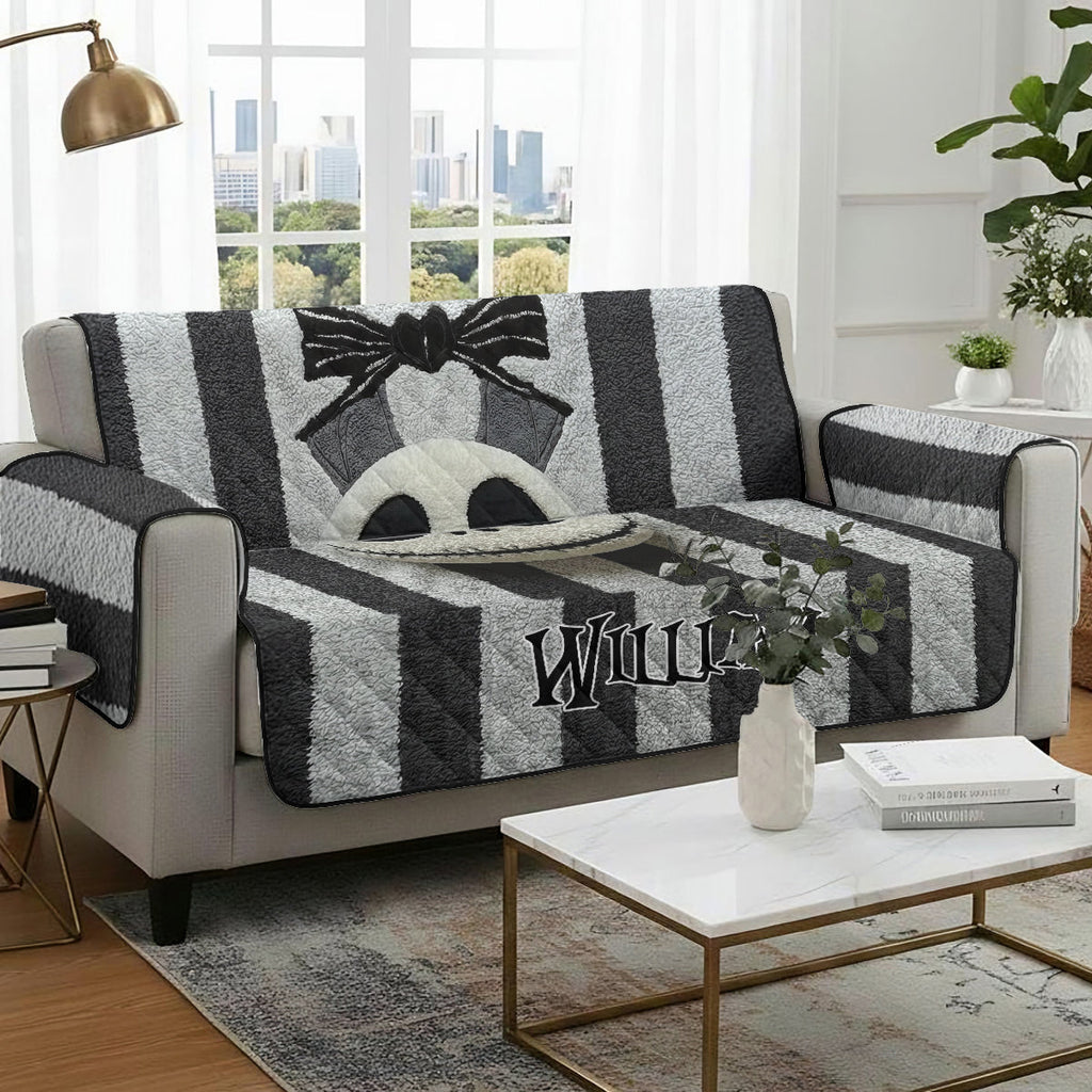 Personalized Nightmare Quilted Sofa Cover Custom Name Gift Quilted Sofa/Couch Cover GradoCreations