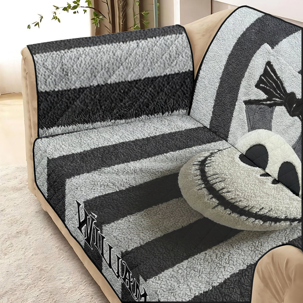 Personalized Nightmare Quilted Sofa Cover Custom Name Gift Quilted Sofa/Couch Cover GradoCreations