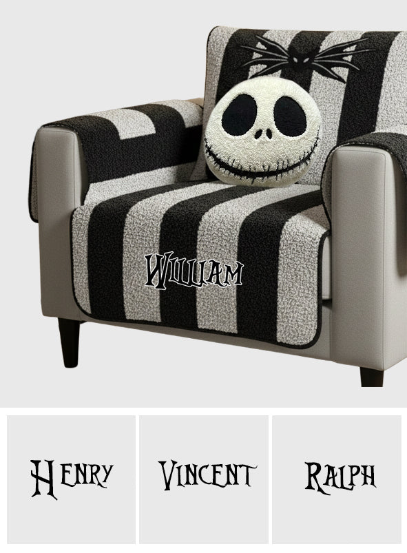 Personalized Nightmare Quilted Sofa Cover Custom Name Gift Quilted Sofa/Couch Cover GradoCreations