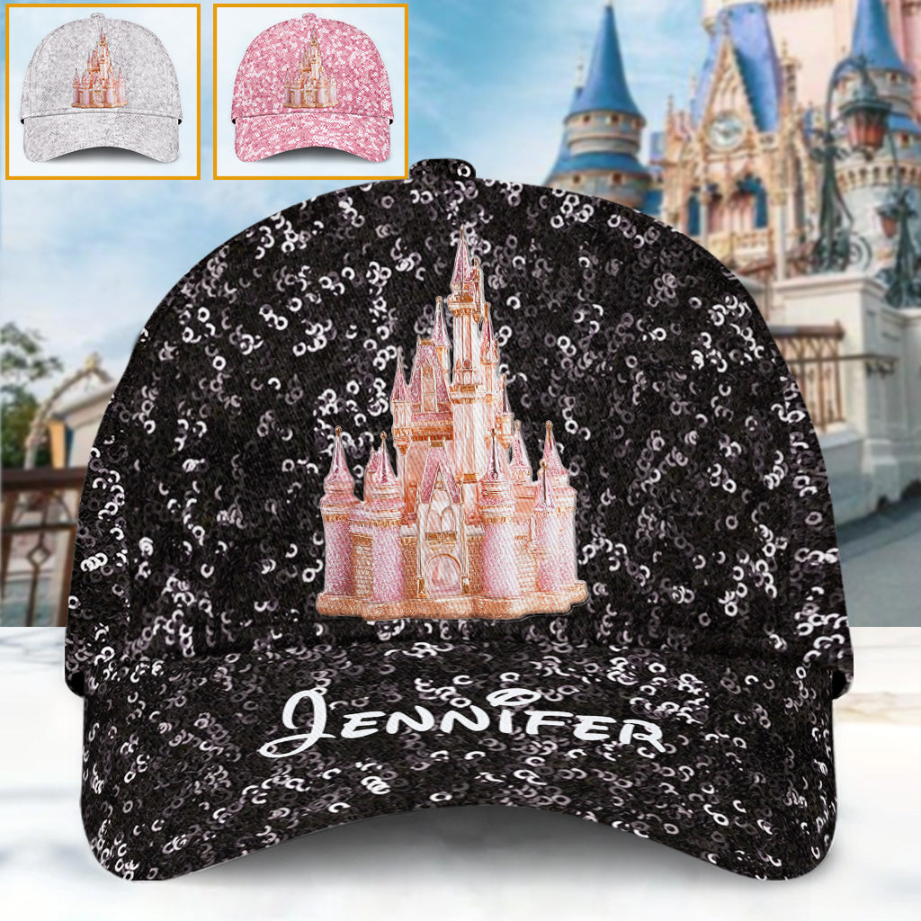 Personalized Sequin Classic Cap with Magical Castle Design Classic Cap GradoCreations