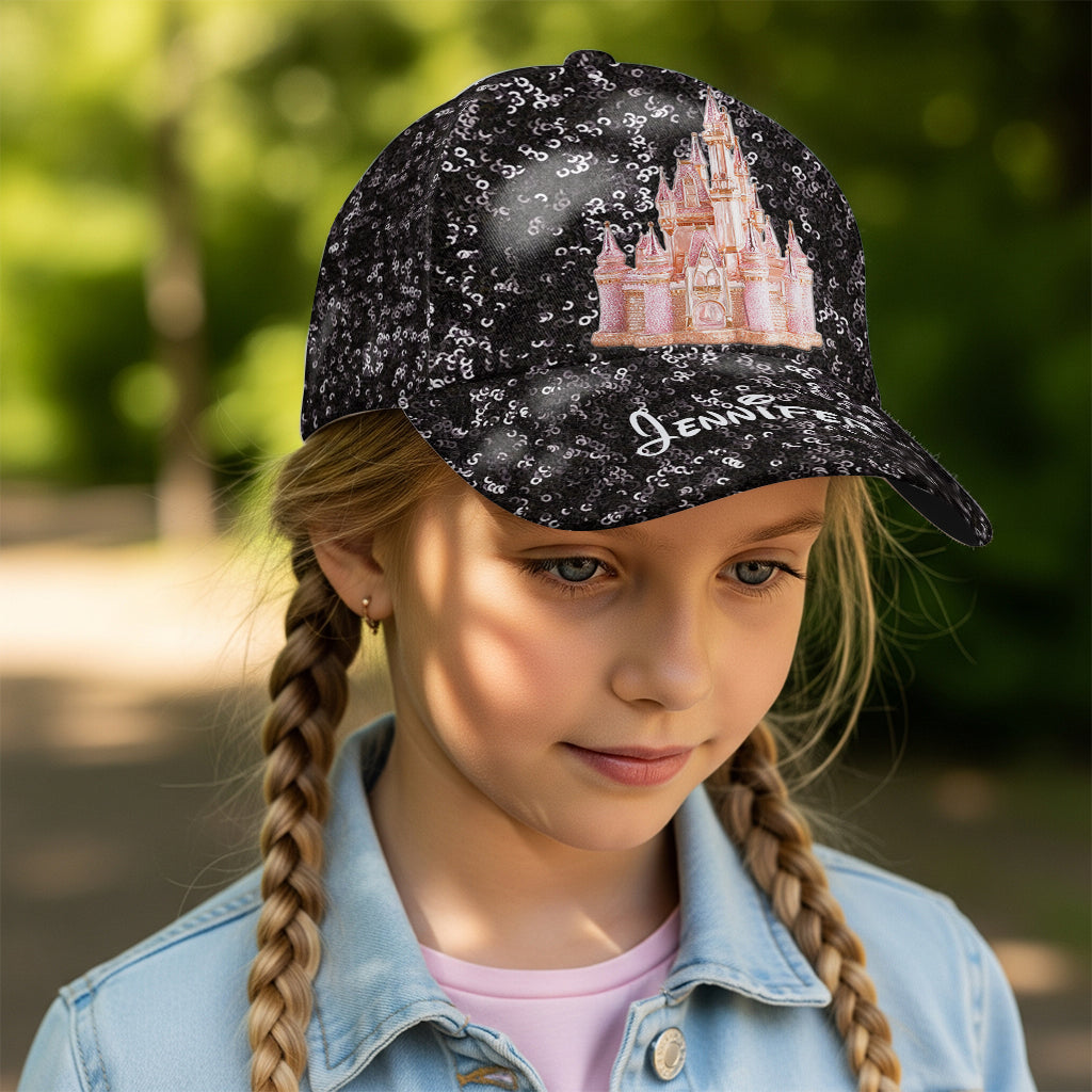 Personalized Sequin Classic Cap with Magical Castle Design Classic Cap GradoCreations