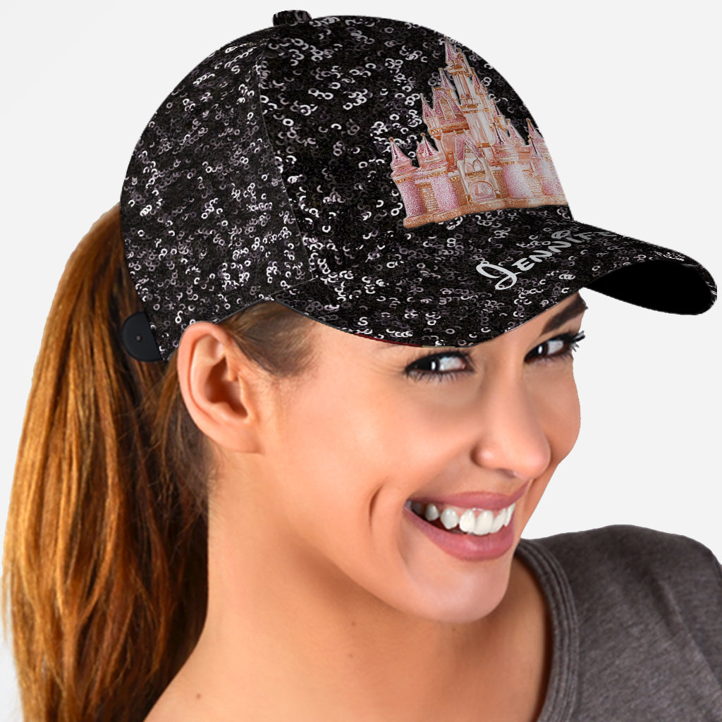 Personalized Sequin Classic Cap with Magical Castle Design Classic Cap GradoCreations