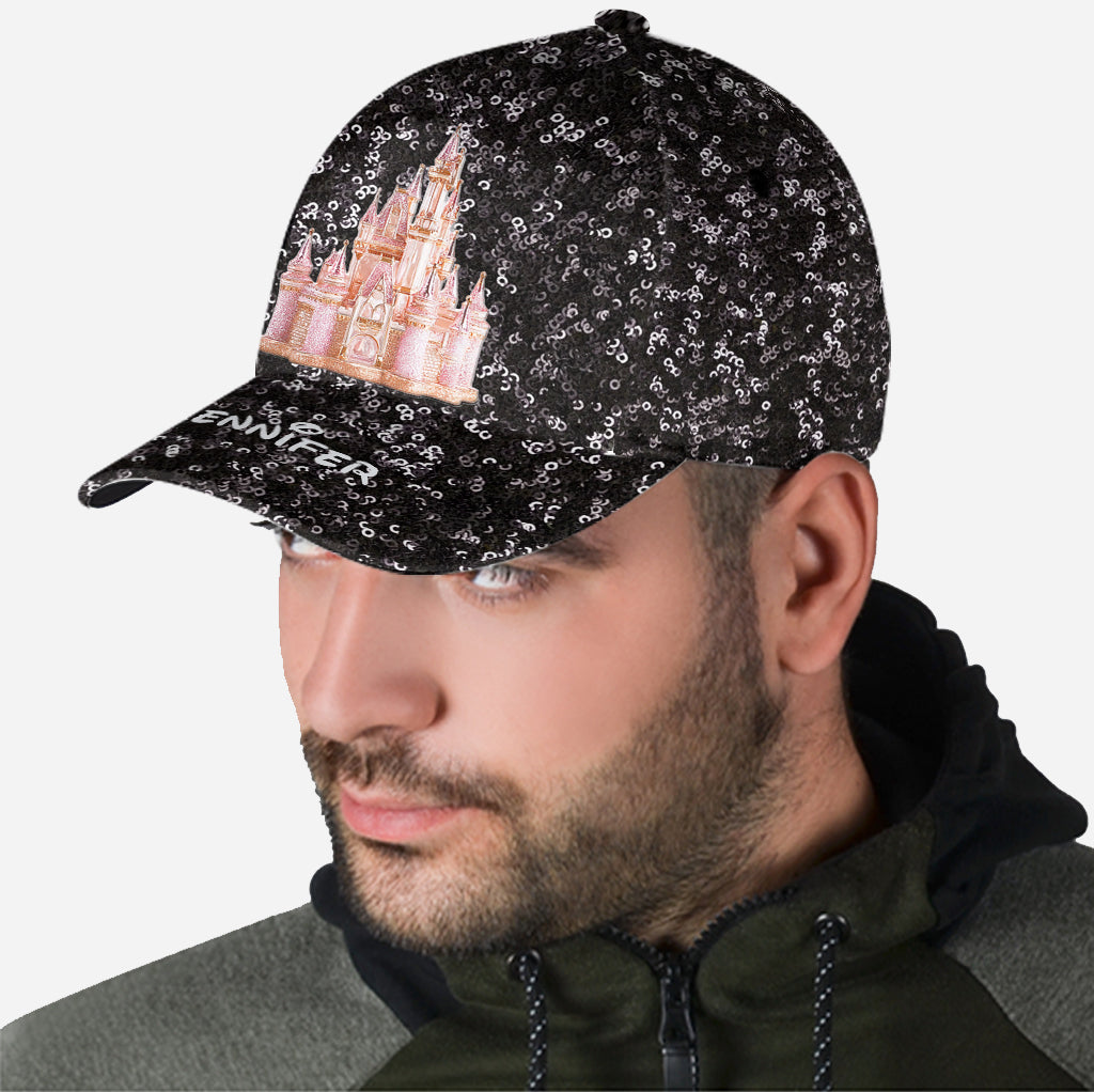 Personalized Sequin Classic Cap with Magical Castle Design Classic Cap GradoCreations