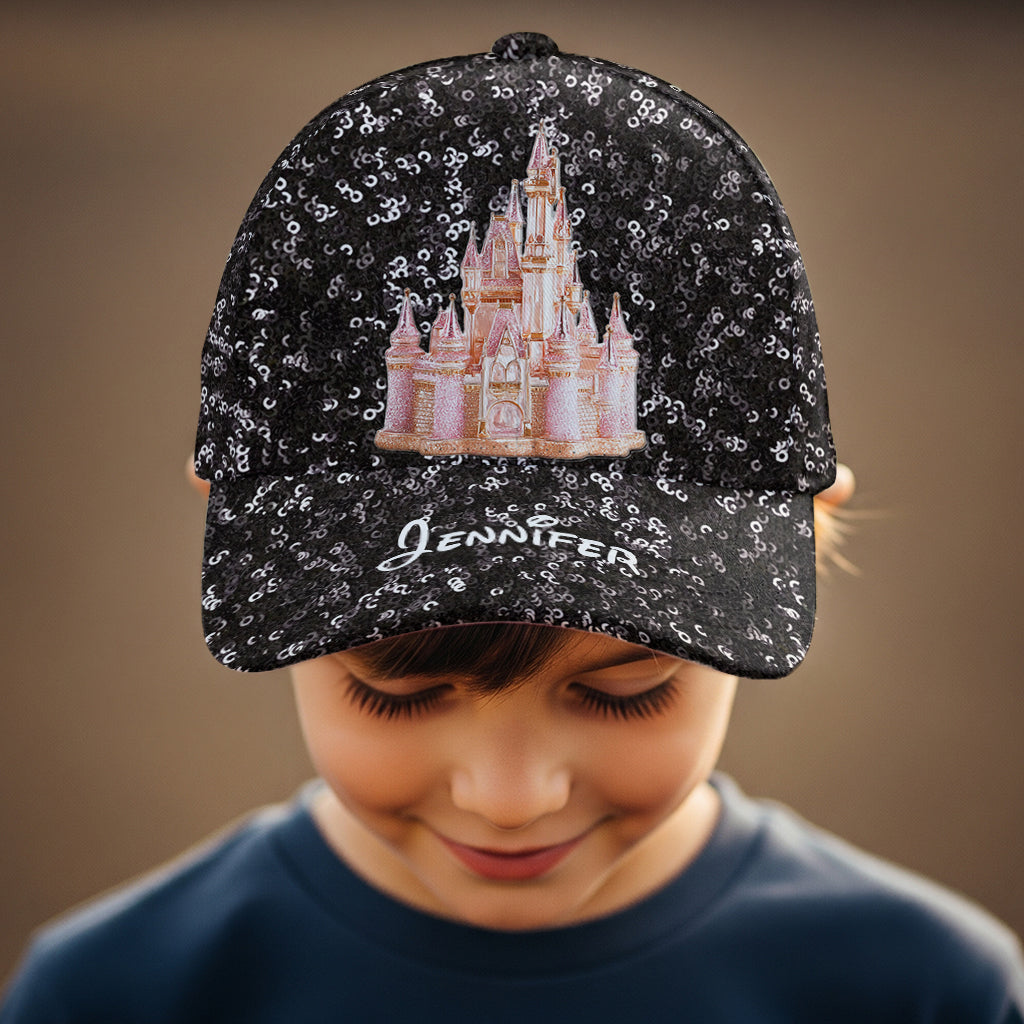 Personalized Sequin Classic Cap with Magical Castle Design Classic Cap GradoCreations