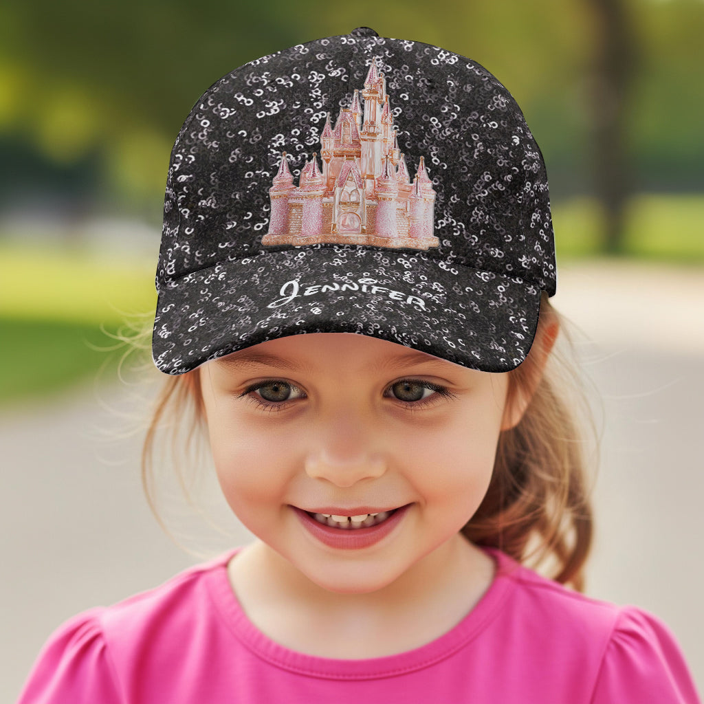 Personalized Sequin Classic Cap with Magical Castle Design Classic Cap GradoCreations