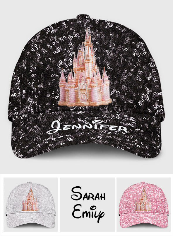 Personalized Sequin Classic Cap with Magical Castle Design Classic Cap GradoCreations