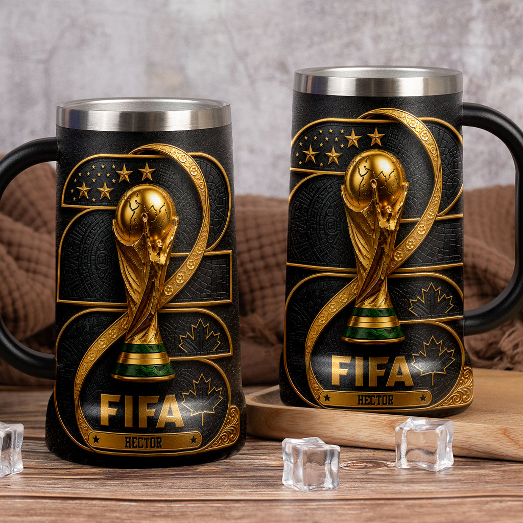 Personalized Soccer Championship Beer Stein Custom Name Gift for Football Lovers