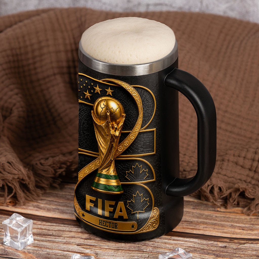 Personalized Soccer Championship Beer Stein Custom Name Gift for Football Lovers