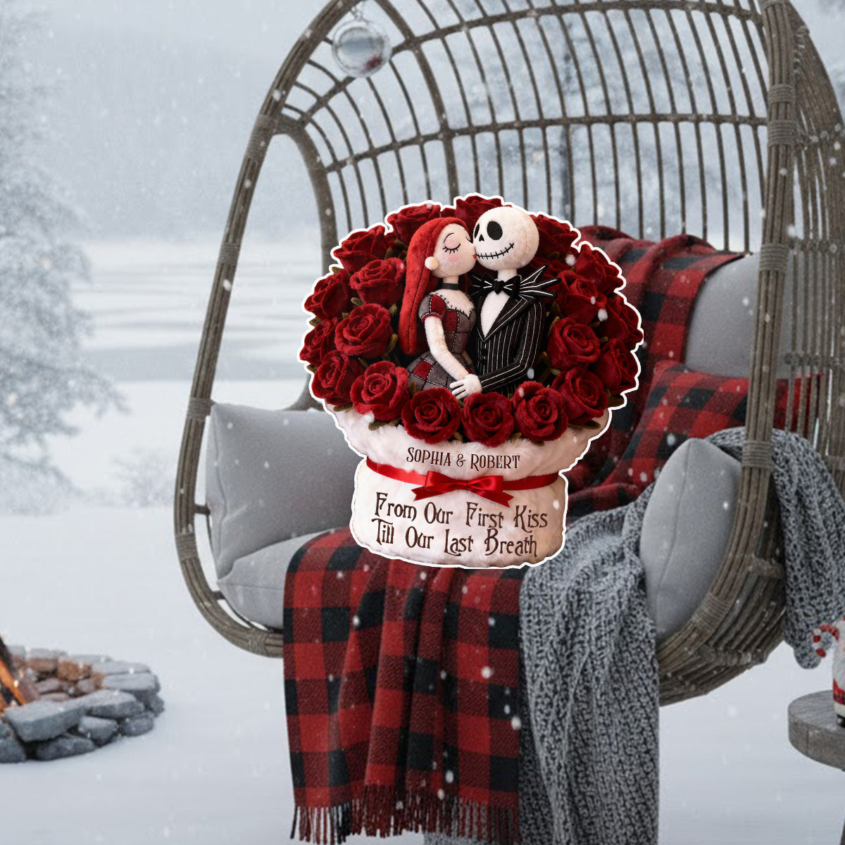 Personalized Faux Fur Shaped Pillow Custom Name Gift for Couples Faux Fur Shaped Pillow GradoCreations
