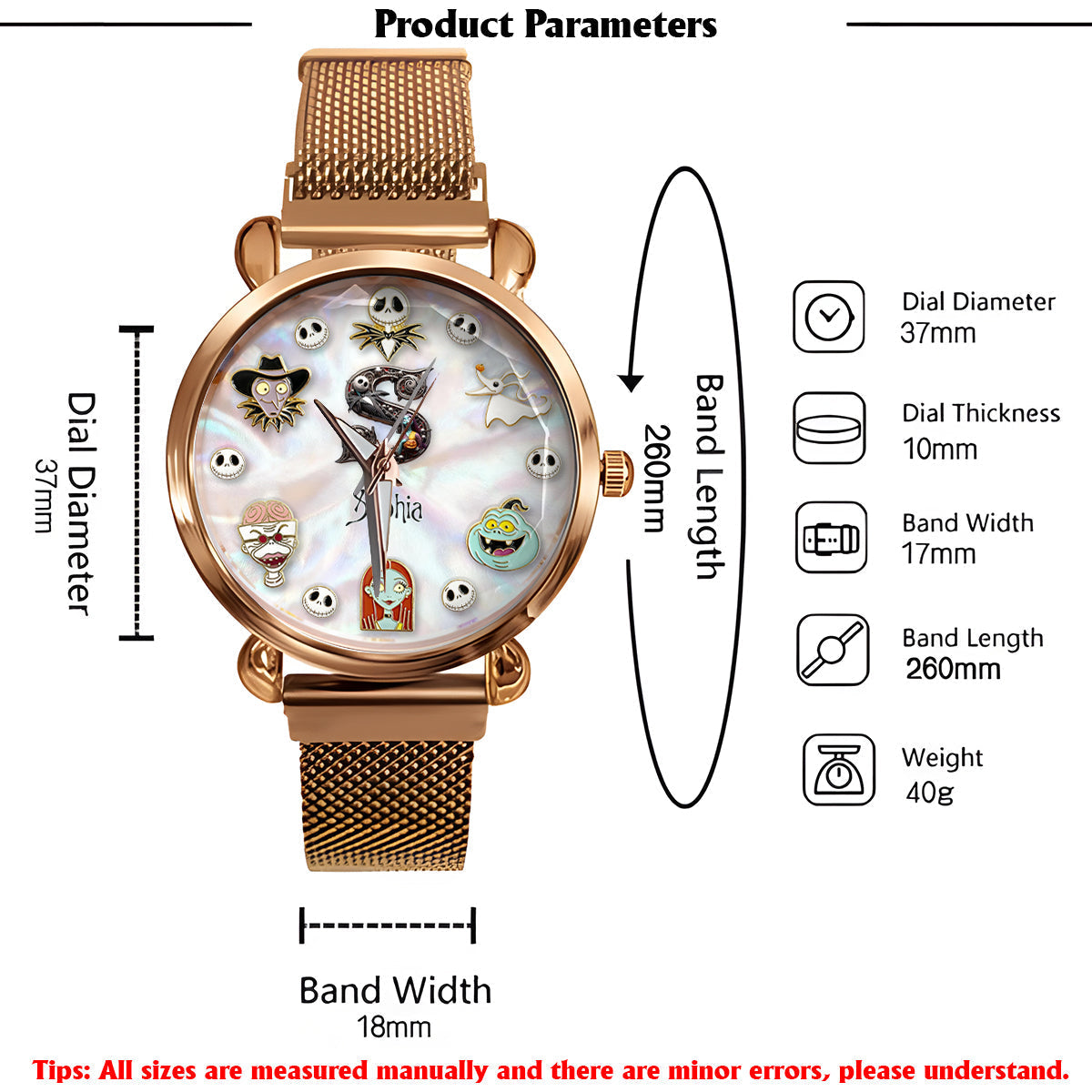 Personalized Nightmare Hand Watch with Custom Name for Women Women Hand Watch GradoCreations