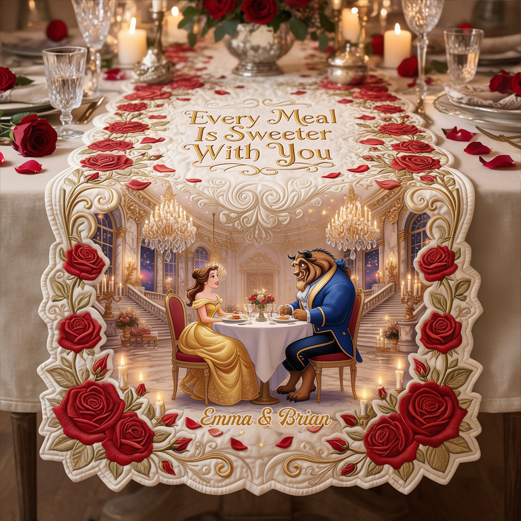 Personalized Beauty and the Beast Table Runner Custom Shape for Couples Table Runner Custom Shape GradoCreations