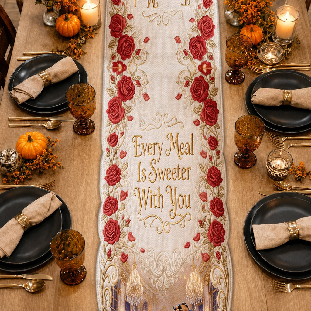 Personalized Beauty and the Beast Table Runner Custom Shape for Couples Table Runner Custom Shape GradoCreations