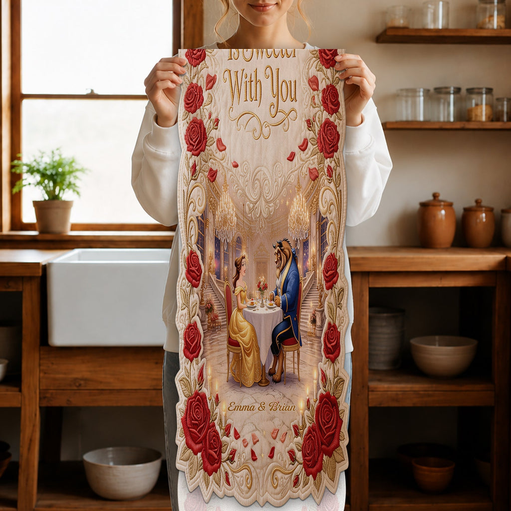 Personalized Beauty and the Beast Table Runner Custom Shape for Couples Table Runner Custom Shape GradoCreations
