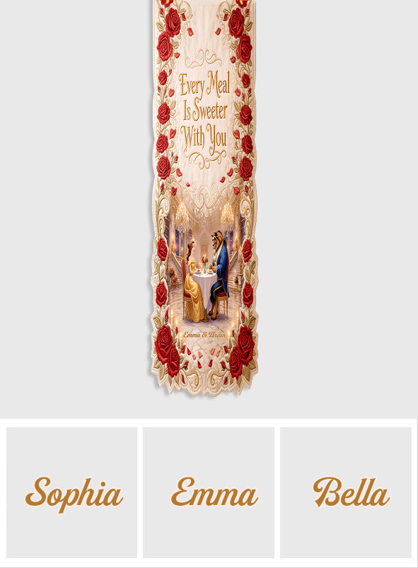 Personalized Beauty and the Beast Table Runner Custom Shape for Couples Table Runner Custom Shape GradoCreations