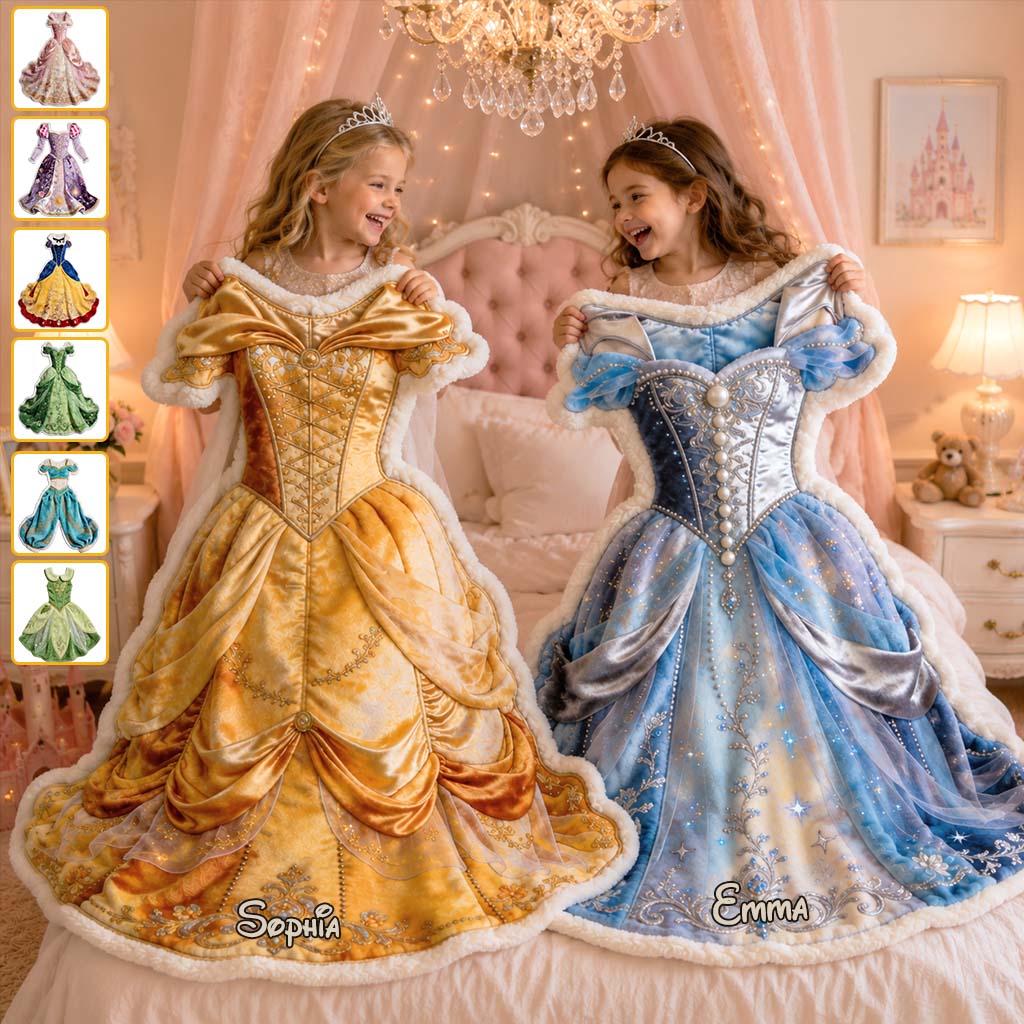 Personalized Princess Shaped Fleece Blanket for Kids Gift Shaped Fleece Blanket GradoCreations