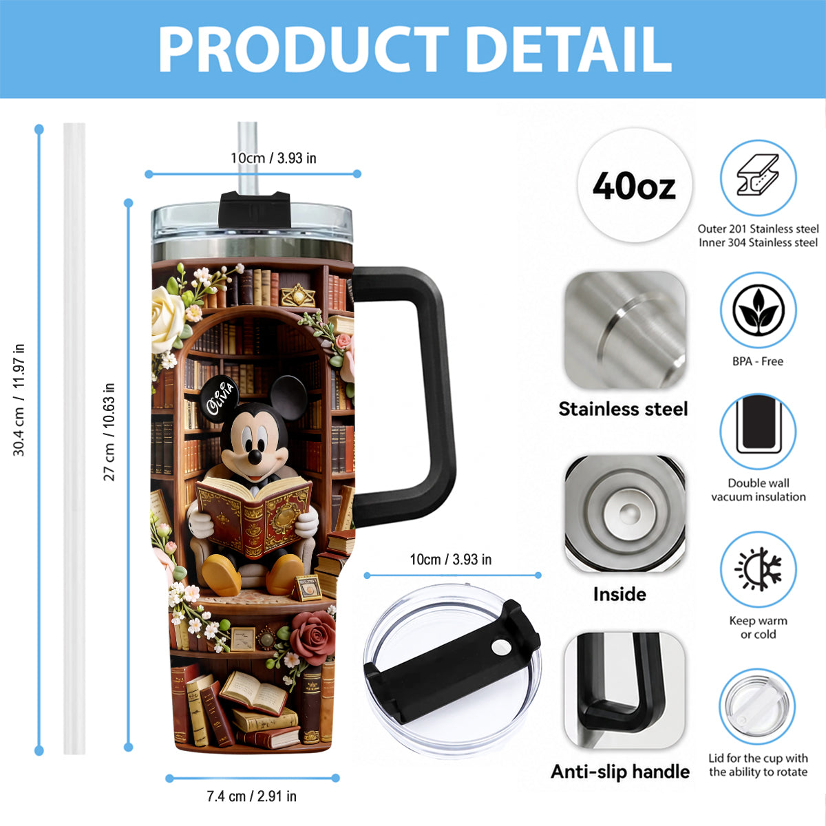 Personalized Book Tumbler with Plush Charm for Book Lovers Tumbler With Plush Charm GradoCreations