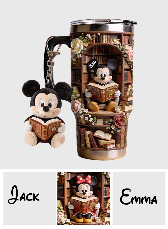 Personalized Book Tumbler with Plush Charm for Book Lovers Tumbler With Plush Charm GradoCreations