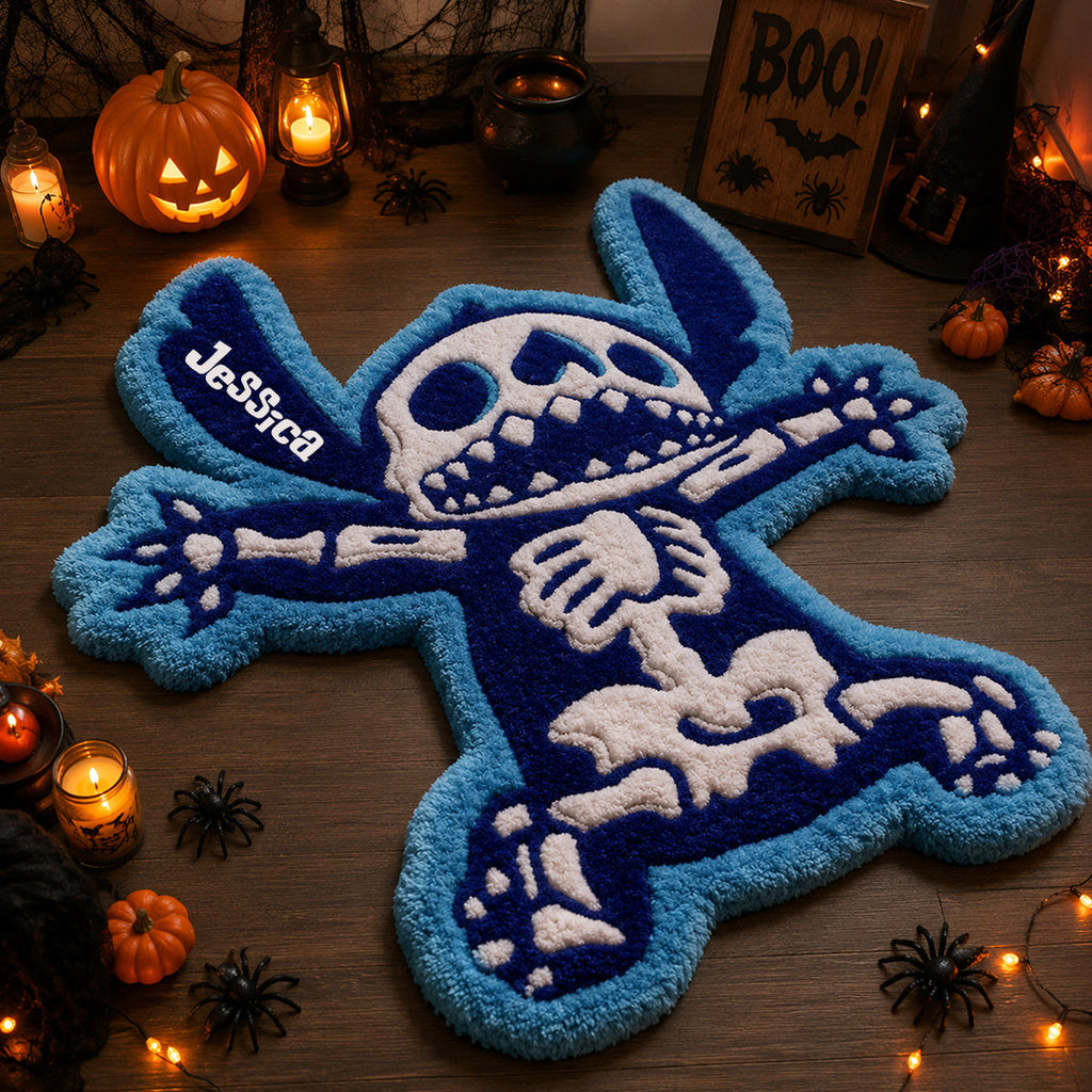 Personalized Spooky Ohana Non-Slip Tufted Rug with Name Non-Slip Tufted Rug GradoCreations