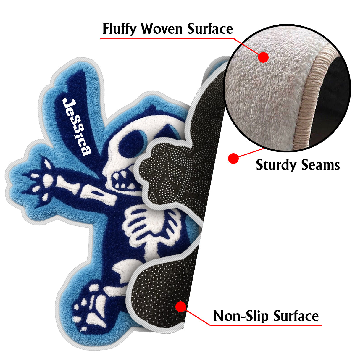 Personalized Spooky Ohana Non-Slip Tufted Rug with Name Non-Slip Tufted Rug GradoCreations
