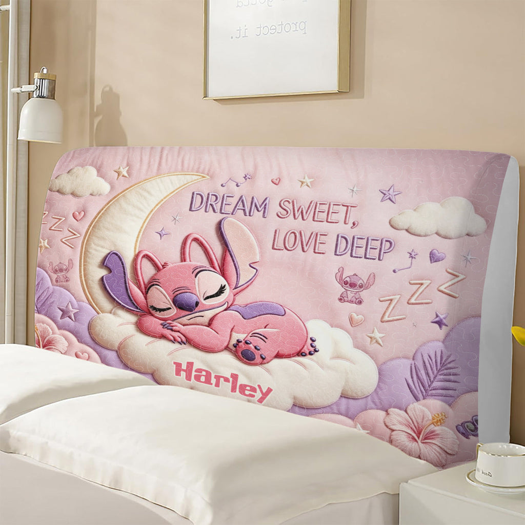 Personalized Quilted Headboard Slipcover Custom Name Decor Headboard Slipcover GradoCreations