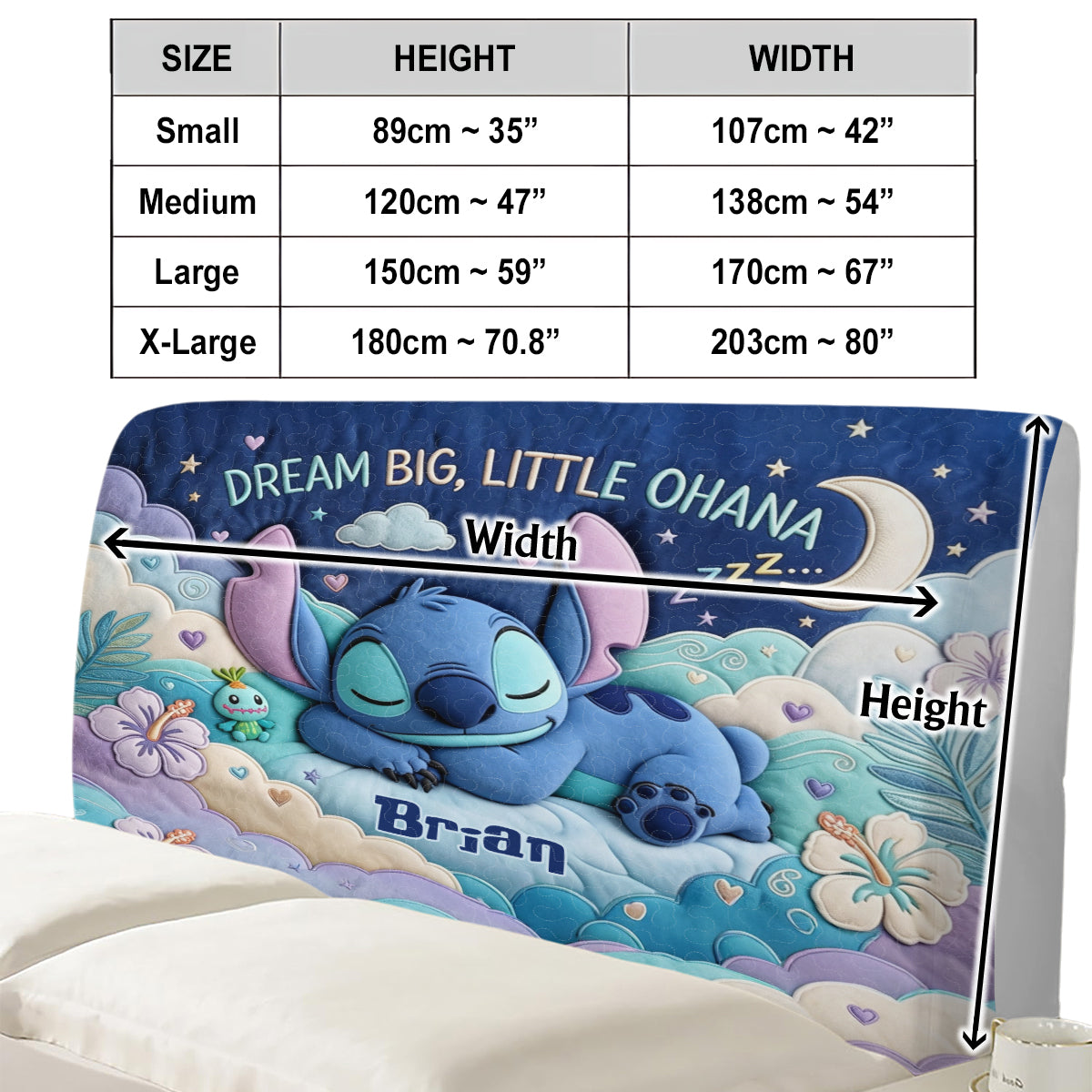 Personalized Quilted Headboard Slipcover Custom Name Decor Headboard Slipcover GradoCreations