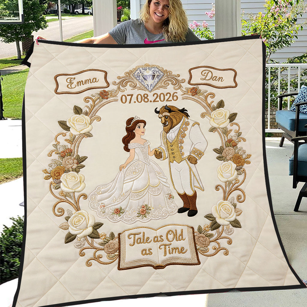 Personalized Beauty and the Beast Quilt Custom Name Gift for Couples Quilt GradoCreations