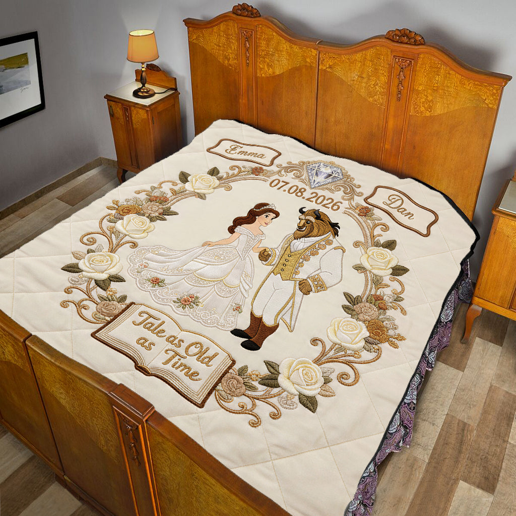 Personalized Beauty and the Beast Quilt Custom Name Gift for Couples Quilt GradoCreations