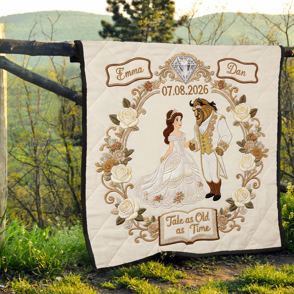 Personalized Beauty and the Beast Quilt Custom Name Gift for Couples Quilt GradoCreations
